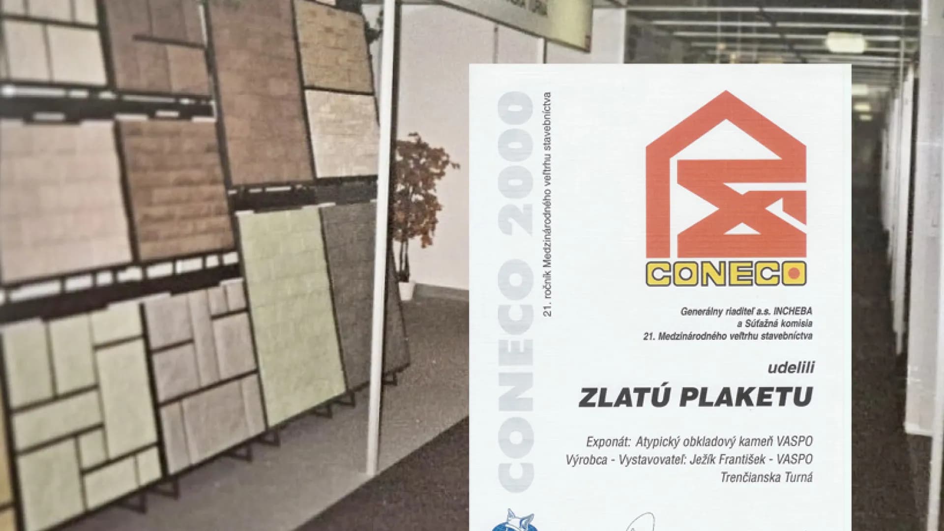 Výstava CONECO 2000 – ocenění Zlatá plaketa